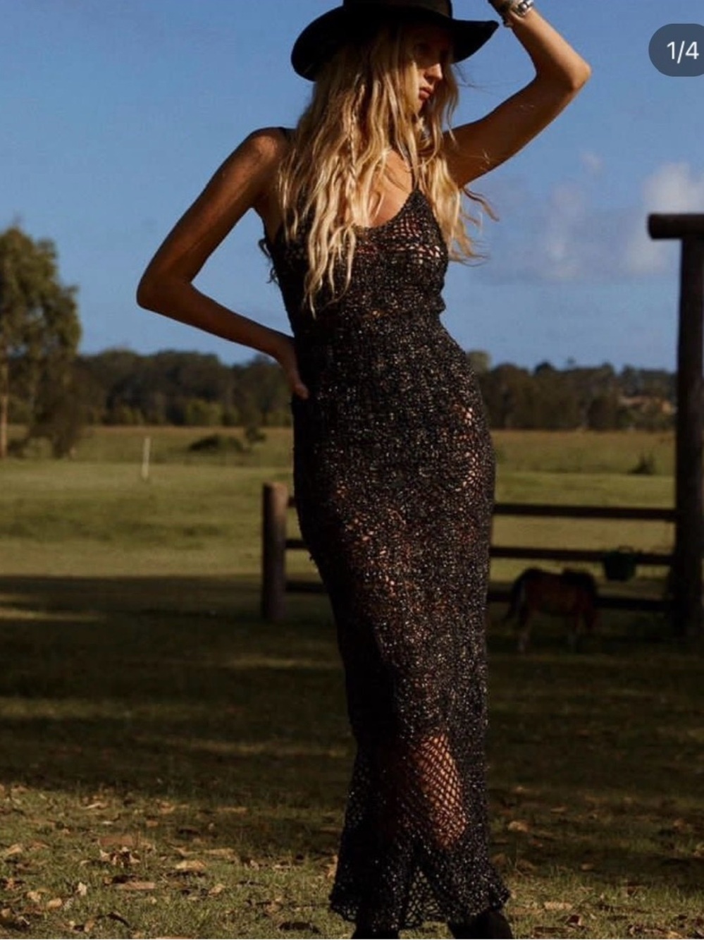 🌼CU Gold and Black Crochet Maxi Dress - Picture 6 of 14